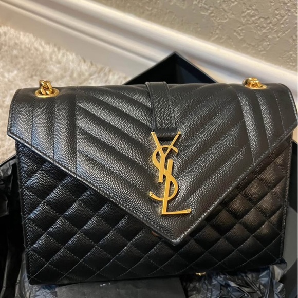 Yves Saint Laurent Black Quilted Shoulder Bag with Gold Accents - Picture 1 of 5